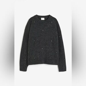H&M BEADED DARK GREY SWEATER